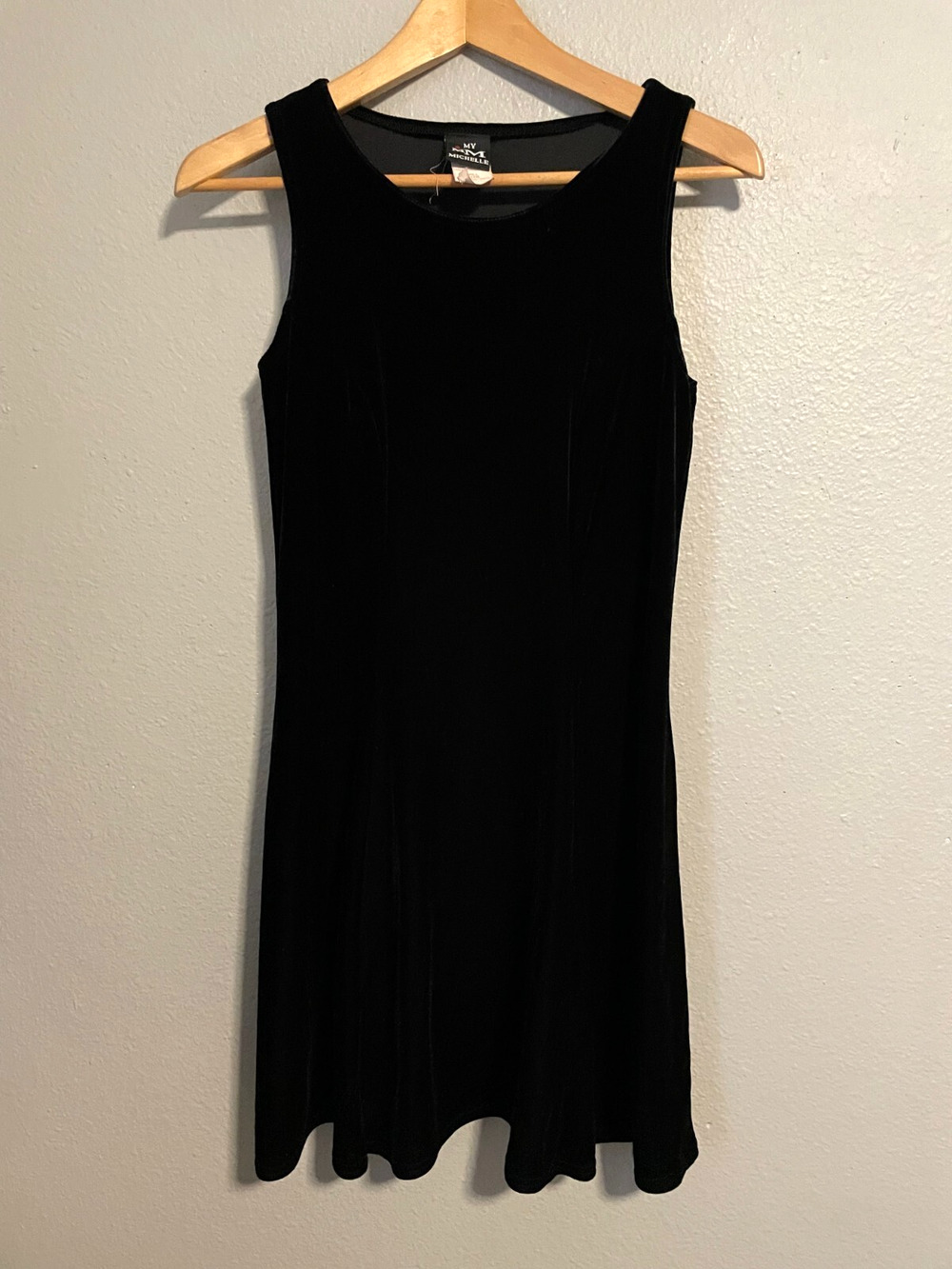My Michelle Womens Dress Small Black Velvet Sleeveless Witch Goth Coven Y2K READ